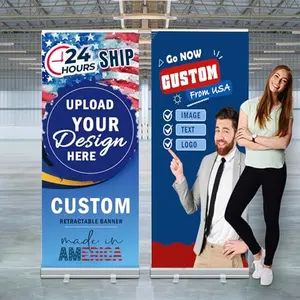 AOK Aluminum Retractable Banner with American Flag Design