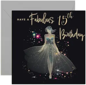 Gold foil glitter silhouette dress birthday card