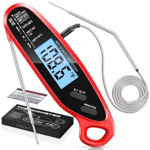 Vuwwey red dual-probe digital meat thermometer with wired probe