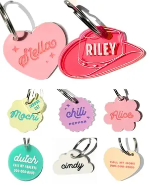 Acrylic cowboy hat pet ID tag with stainless steel ring