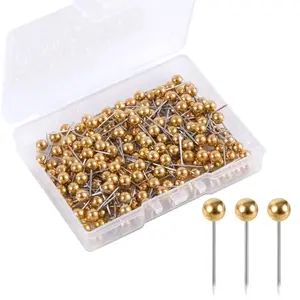 XIHIRCD 200-piece gold map push pins with storage box