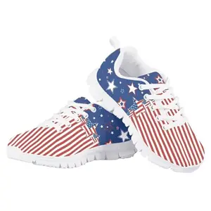 JUDENTIDOS kids American flag running tennis shoes with lace-up front