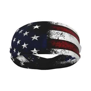 Reversible bassyil American flag headband showing two different flag patterns on each side