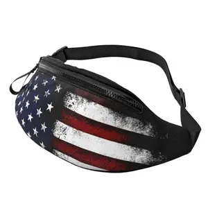 Retro-style American flag fanny pack with headphone jack and compact design
