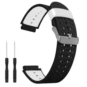 Black and white silicone replacement strap for Garmin Forerunner 235