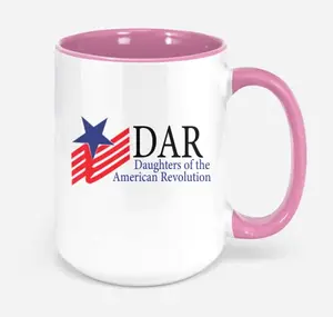 Pink DAR Daughters of the American Revolution ceramic coffee mug