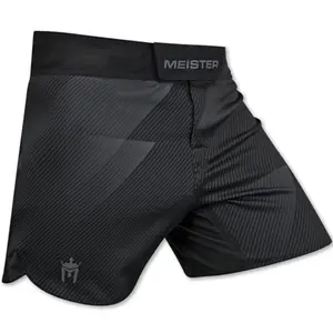 Meister hybrid mid-thigh board shorts in black with Lycra stretch panels