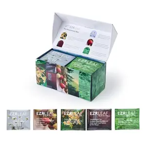 EZR Leaf Tea Sampler Gift Box with five tea blends in pyramid sachets