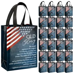 Sweetude non-woven reusable patriotic gift bags in red white and blue