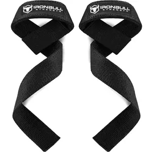 Iron Bull Strength Lifting Wrist Straps black cotton with neoprene padding