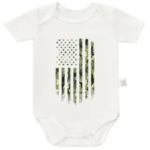 RETKCUL Camo American Flag Baby Bodysuit