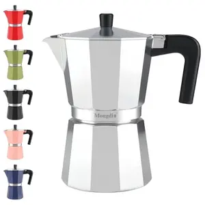 Mongdio silver 6-cup moka pot with modern styling