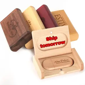 Custom engraved wooden USB flash drive with box