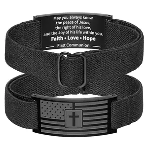 Zocomi American Flag cross bracelet with elastic band