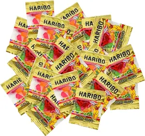 Box of individually wrapped mini bags of Haribo Goldbears, showing the portion-control size