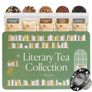 Plum Deluxe Literary Tea Collection Assorted Tea Gift Set with Infuser