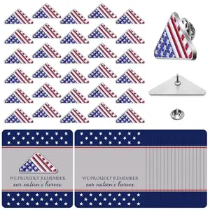 Gold-plated folded flag lapel pins on patriotic cards for memorial gifts