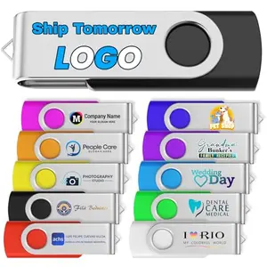Bulk pack of customizable swivel USB drives with metal keychains