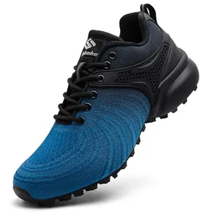 Unitysow black blue trail running shoes with breathable upper