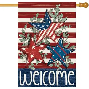 Baccessor heavy duty double sided burlap garden flag 28x40 inch American stars and stripes