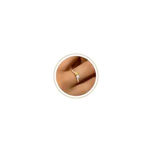 Sistble 14k gold plated adjustable ring with two hearts citrine and topaz for April November