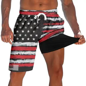 westwolf Men's 4th of July Board Shorts with 9