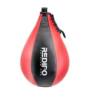 Black and red PU leather speed bag with pump