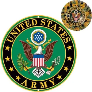 Round green United States Army metal wall sign
