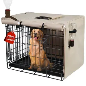 Peipaws 30-inch beige dog crate cover with side water bottle nozzle