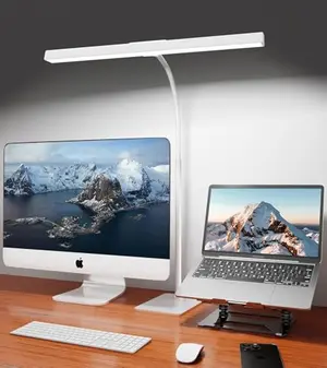 Kaulsoue white desk lamp with long metal bar