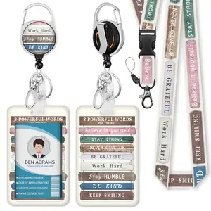 Piefly Inspirational Quote Badge Holder with lanyard and retractable reel