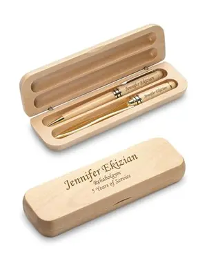 Maple wood ballpoint pen and matching letter opener with custom engraving