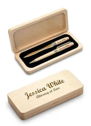 Personalized maple wood pen and letter opener set