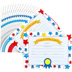 Bright and colorful star award certificate paper pack of 60 from Tenare