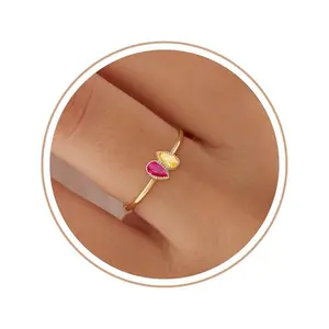DONYUDE adjustable blue topaz November birthstone ring in gold