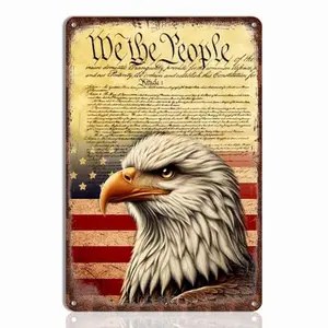 We the People patriotic eagle tin sign 8x12