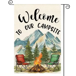 AVOIN colorlife camping garden flag with welcome to our campsite message