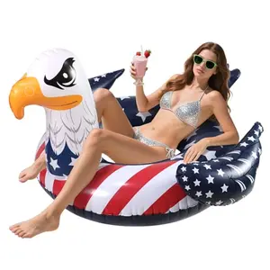 Inflatable eagle-shaped swim ring with American flag pattern
