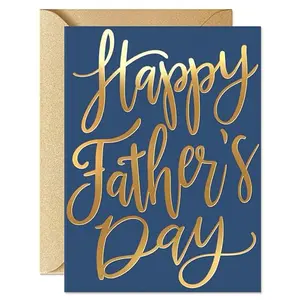 S&O premium gold foil Father's Day card with navy design