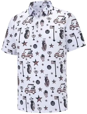Salakuu Men's Funny Golf Polo Shirt with Patriotic USA design