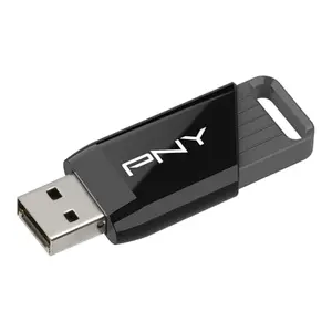 Black and gray PNY Attache X USB 3.2 flash drive with sliding cover
