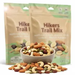 Two 9oz bags of Hikers Classic Mountain Trail Mix with sunflower kernels, peanuts, raisins, cashews, almonds, and pumpkin seeds