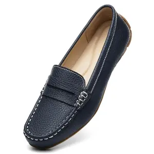 KORDAL women's navy leather penny loafers