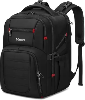 Mancro black diaper bag backpack with removable insulated bottle bag