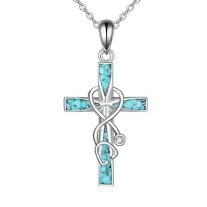 ONEFINITY turquoise stethoscope cross necklace in sterling silver