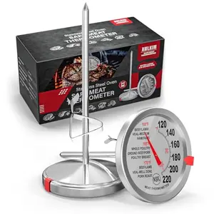 AWLKIM two-pack analog meat thermometers with silver dials