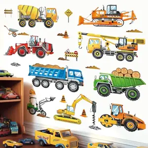 decalmile Construction Vehicles Wall Decals for nursery