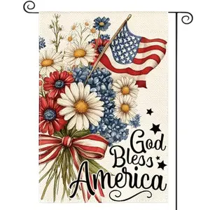 AVOIN colorlife floral god bless america garden flag 12x18 double sided
