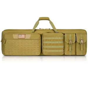 CVLIFE 42 inch soft rifle case in flat dark earth with MOLLE system and double rifle storage