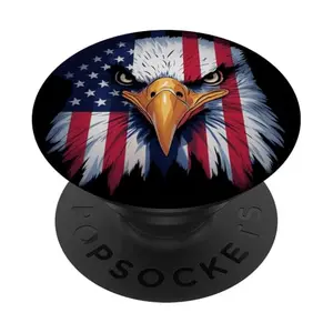 Bald eagle superimposed with American flag on a phone grip